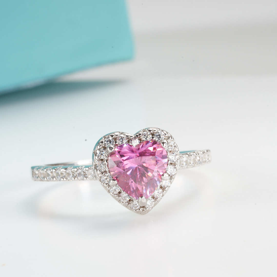 Anillo de piedra de moissan 1 quilate amor anillo rosa 925 estilo de moda de vida cotidiana con soporte de cintura