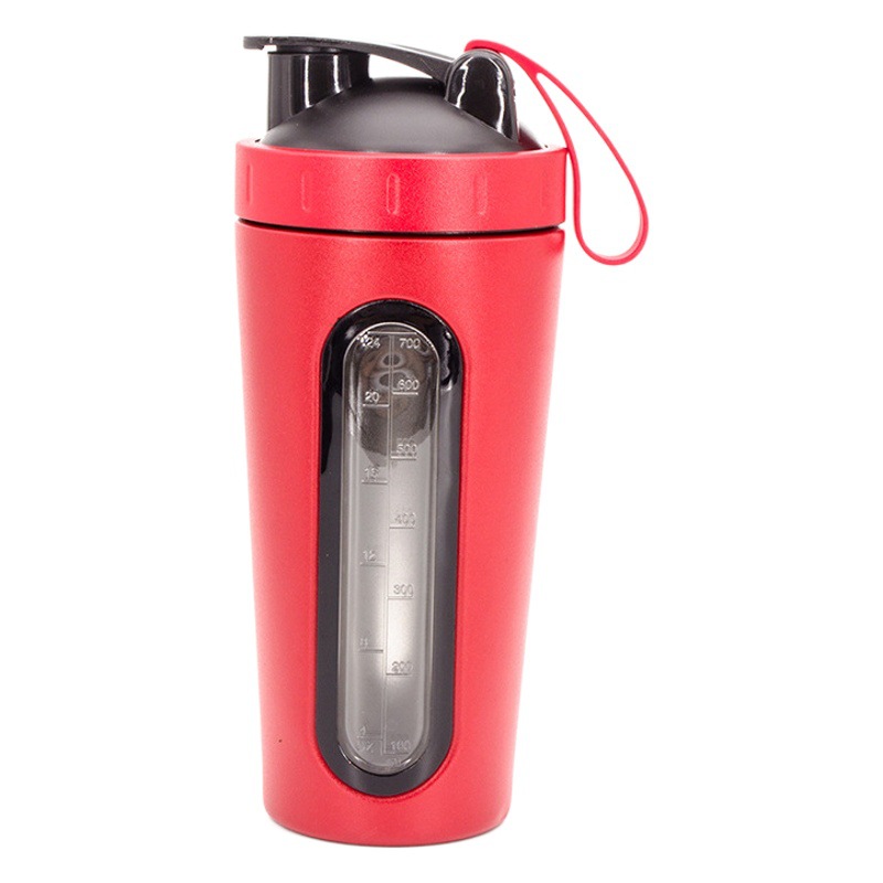 Shenzhen ventas directas de fábrica taza de batido de acero inoxidable 304 taza batido de una sola capa con ventana de proteína en polvo taza batido impreso logotipo