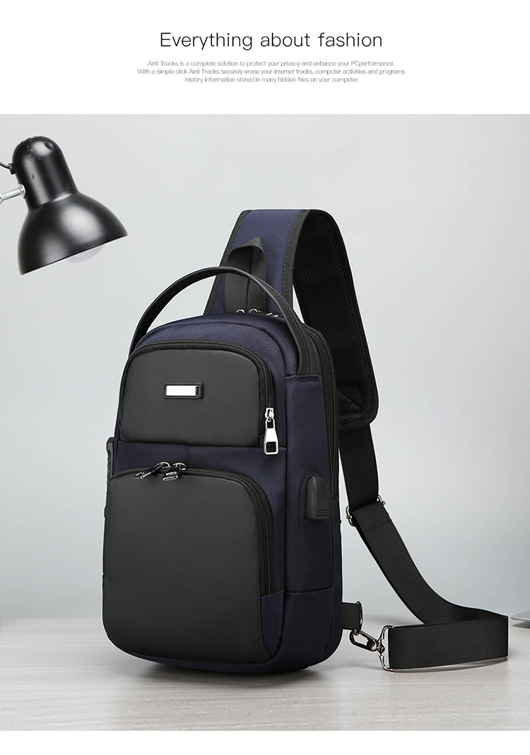 New single-shoulder crossbody bag, men's casual travel bag, simple chest bag, multi-functional waterproof password lock, anti-theft small backpack undefined