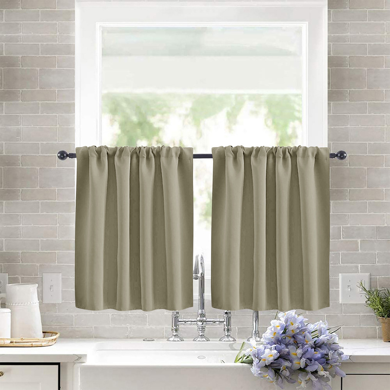 1Pc Pure Color High-Precision Short Curtain Blackout Curtain Kitchen Partition Curtain Curtain Bay Window Blocking Small Window Pastoral Door Curtain