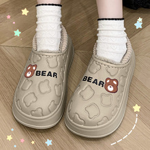 印花小熊包跟棉拖鞋包根防水外穿棉鞋保暖棉靴加绒加厚鞋可外穿