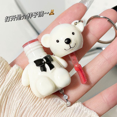 New Bear Paradise Mirror Lip Glaze White Bear 6 Colors Keychain Lipstick Student Affordable 6 Colors Manufacturer Wholesale