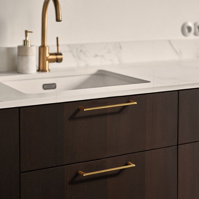 Gold cabinet door handle light luxury drawer cabinet wardrobe door handle single hole copper brushed Nordic furniture hardware handle