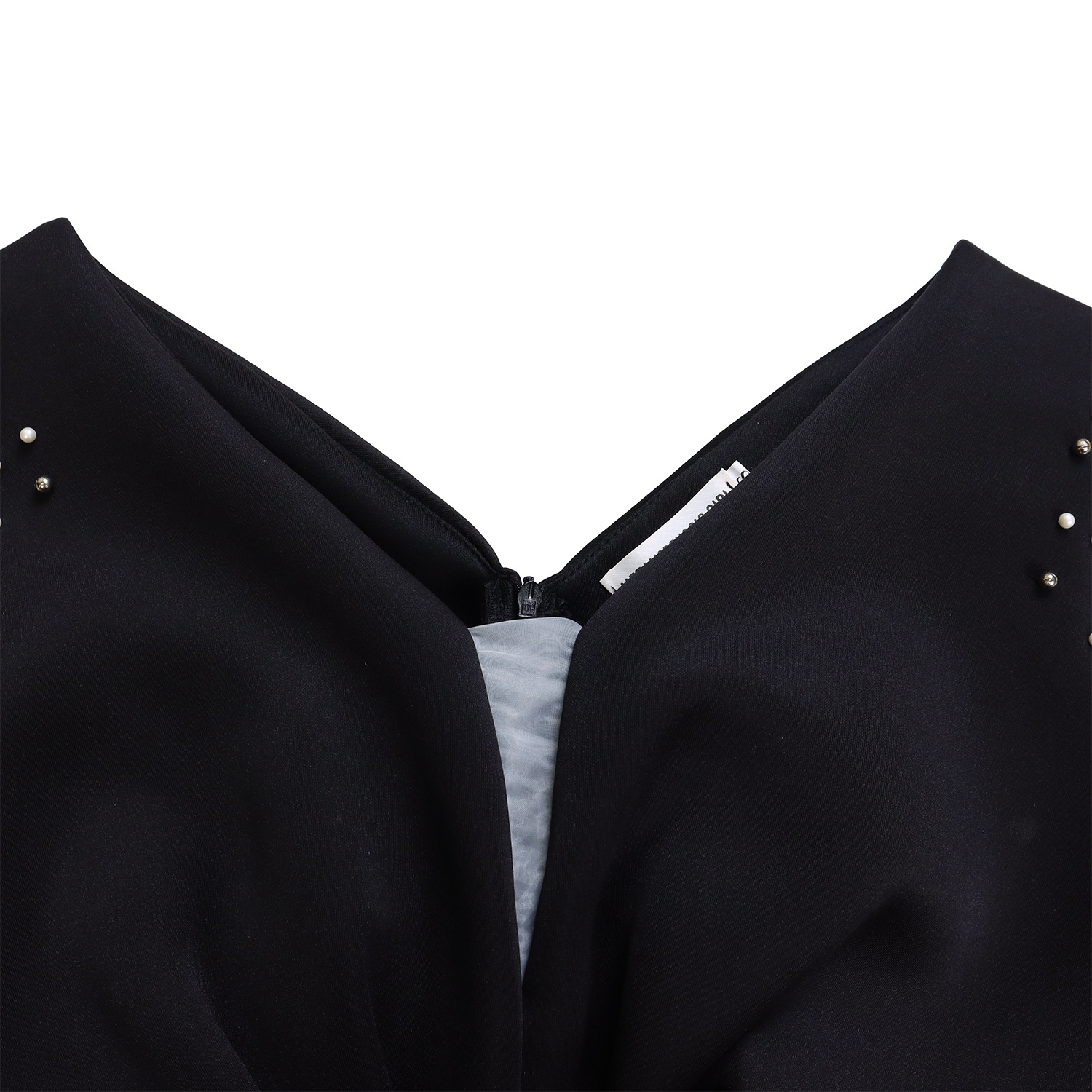 Robe de soirée sexy à col en V et à volants avec fente perlée, robe de banquet de tempérament de célébrité_voghion.com