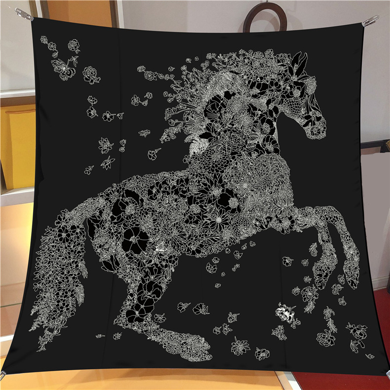 2023 Nuova sciarpa di lusso leggera quadrata stampata in seta twill di cavallo colorata_voghion.com