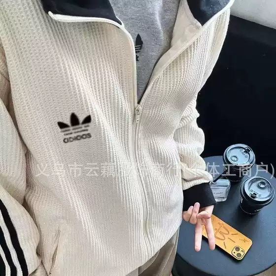 Three Leaf High Version Waffle New Explosive Autumn/Winter Casual Loose Trendy Retro Korean Coat Top 0109