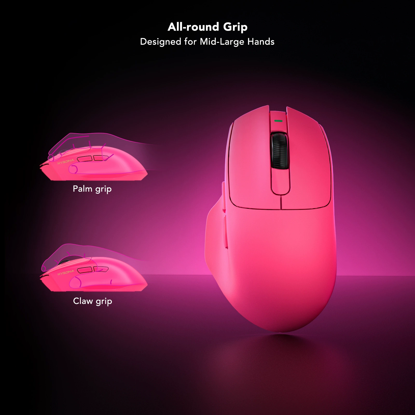 KYSONA Saturn PRO Wireless Gaming Mouse PAW3395 Sensor 8K Return Ergonomics