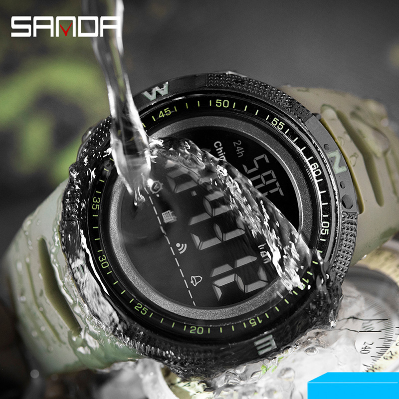 SANDA reloj electrónico de movimiento único multifuncional al aire libre reloj de estudiante de moda para hombres reloj Luminoso a prueba de agua