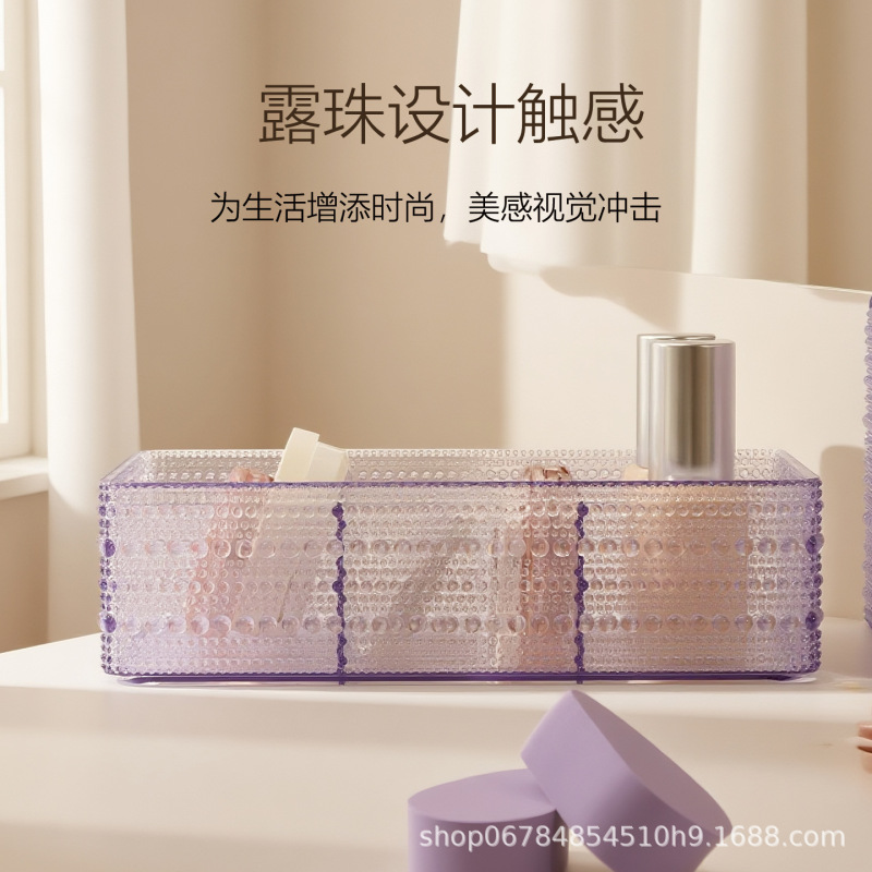 跨境桌面三格分类妆品收纳盒桌面眉笔首饰盒透明化妆盒高档收纳盒|undefined
