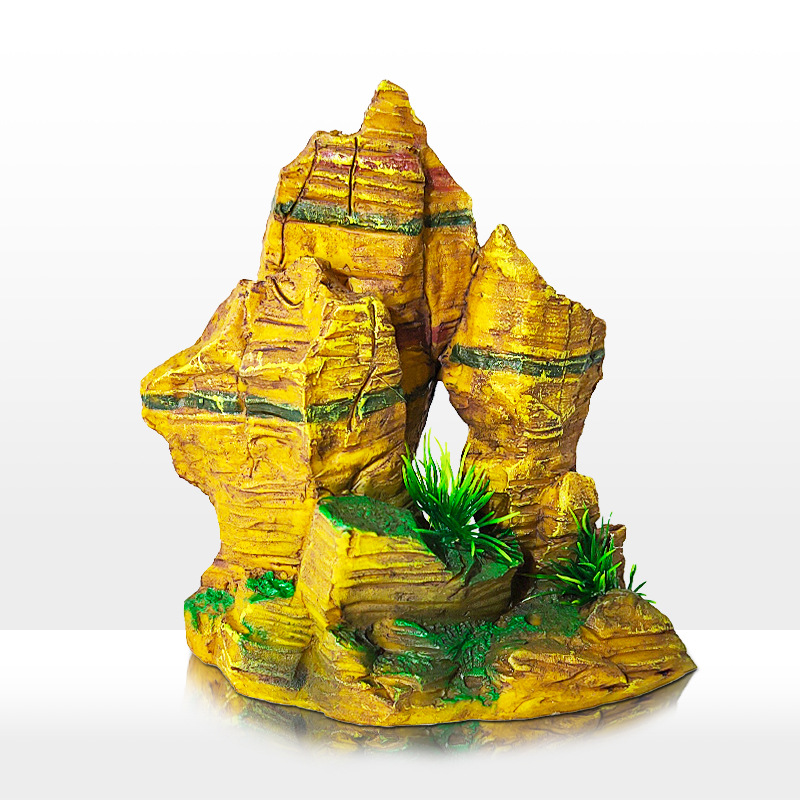 Decoración de rocalla de rayas doradas, accesorios de micro paisaje, diseño de peceras, escena de roca, mesa de arena, estilo explosivo