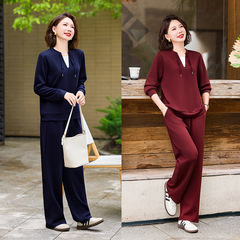高端妈妈秋装两件套洋气中老年运动服套装女春秋中年女士休闲上衣