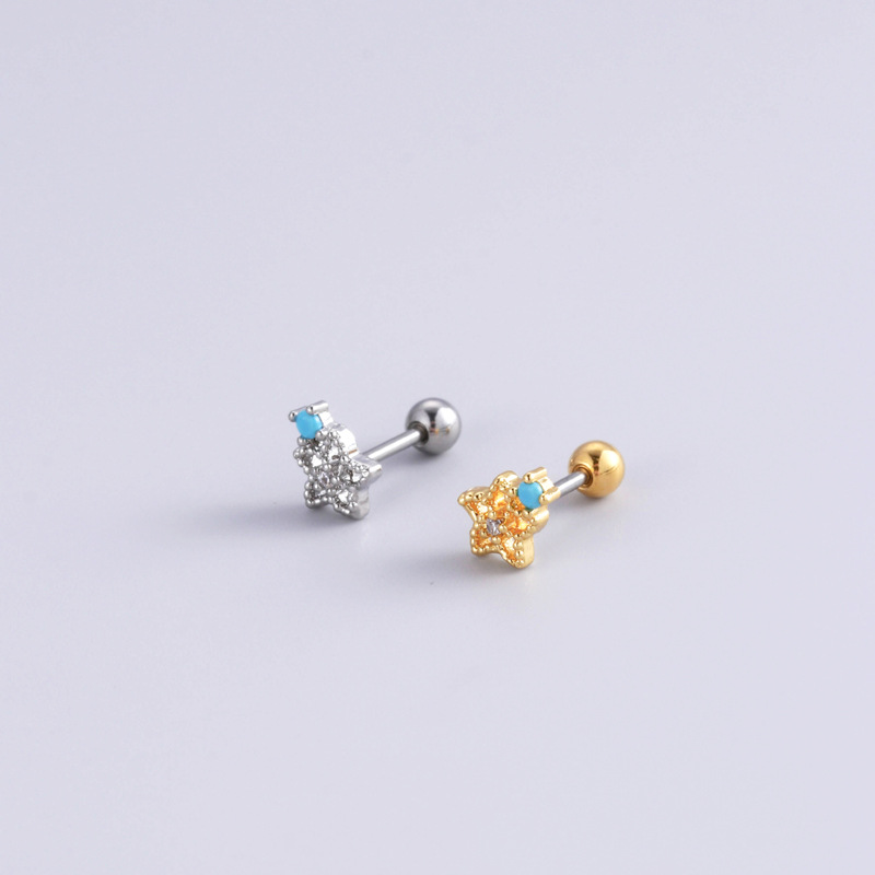 Ear Studs Classification 1 Piece Quantity 1 Piece 316L Stainless Steel Copper Zircon Ear Cartilage Rings & Studs Heart Shape Waterproof Non Tarnish Surgical Steel