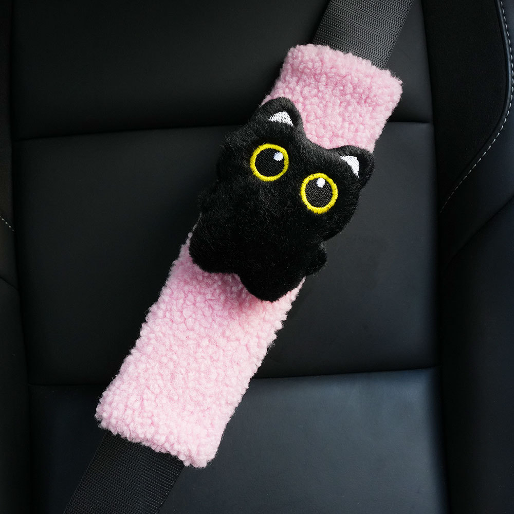 New Black Cat Toy Car Safety Shoulder Pad Plush Cute Cat Girl Shoulder Pad Couple Gift Ins