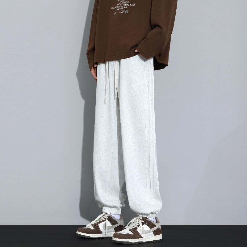 Pantalón Deportivo Ancho con Franja Lateral para Hombre de Algodón Resistente al Desgaste para Uso Casual