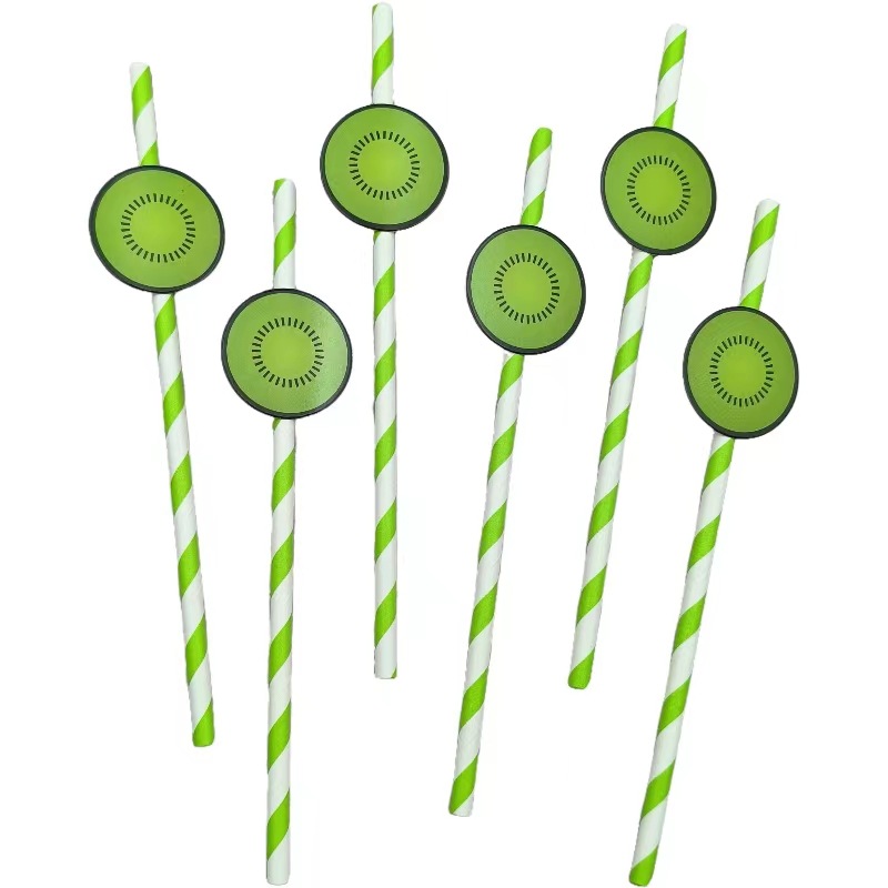 Pajar de papel de fiesta transfronteriza pajar de fruta de limón desechable degradable pajar de bebida de postre