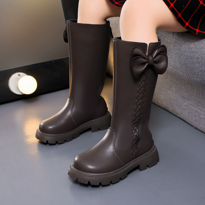 Ботинки для девочек 2023 осень-зима Новые сапоги детская обувь сапоги высокие сапоги для девочек на флисовой подкладке Ботинки Martin поколения волосы