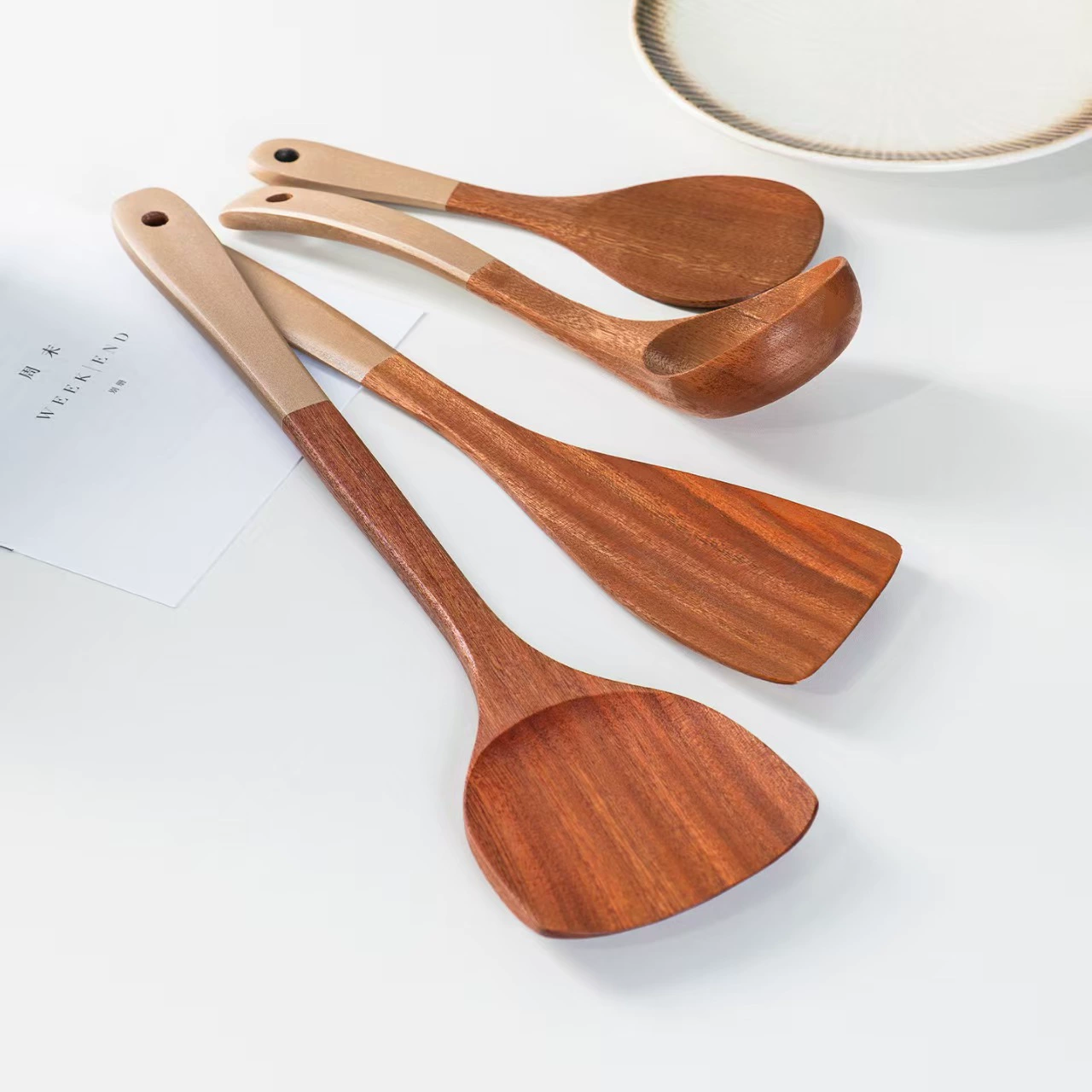 Безочаговая/безполезная? — переведу правильно: Бесмятная Waxless ebony wood spatula non-stick pan Japanese-style extended-handled stir-frying spatula wooden soup spoon porridge spoon kitchen set