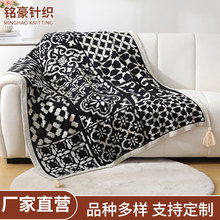 跨境民族风情针织毛线毯子高级航空毯午睡沙发盖毯酒店民宿床尾巾