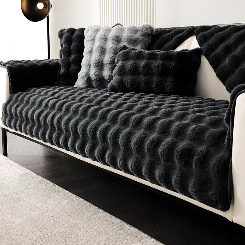 Rabbit Fur Plush Autumn Thickened Leather Non-Slip Seat Cushion Winter Bubble Velvet Sofa Towel Export Label_voghion.com
