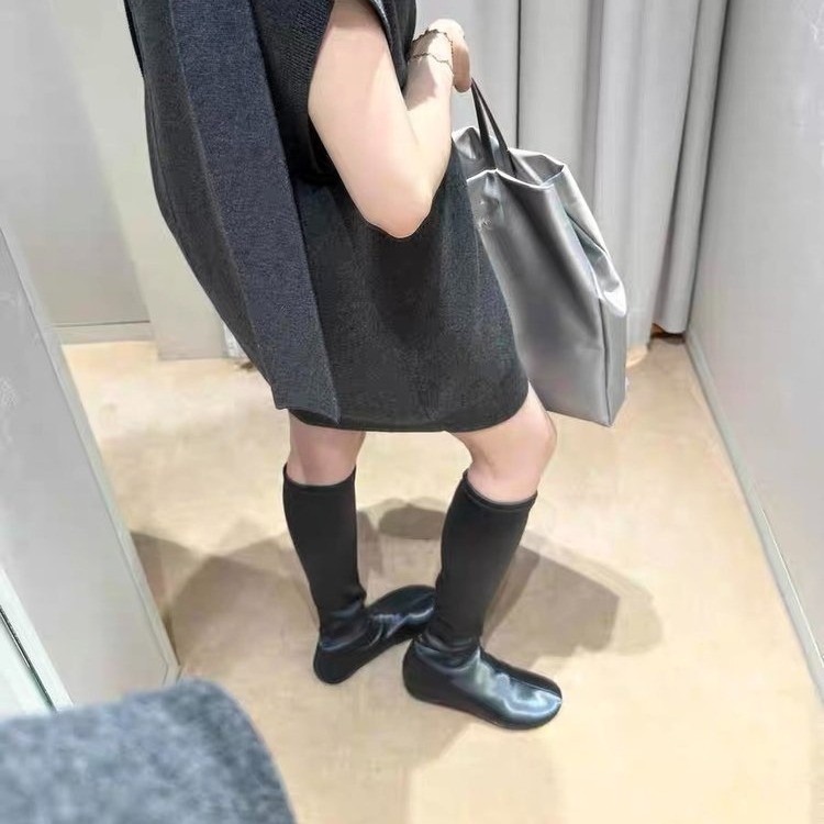 2025年秋季新款韩版圆头弹力瘦瘦靴复古显瘦内增高骑士高筒靴女|undefined