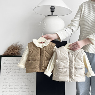 South Korea Children's Wear Children's Vest Winter Thickened Little Girl's Loose Korean-style Warm Vest Baby's Waistcoat Fashionable Outer Wear