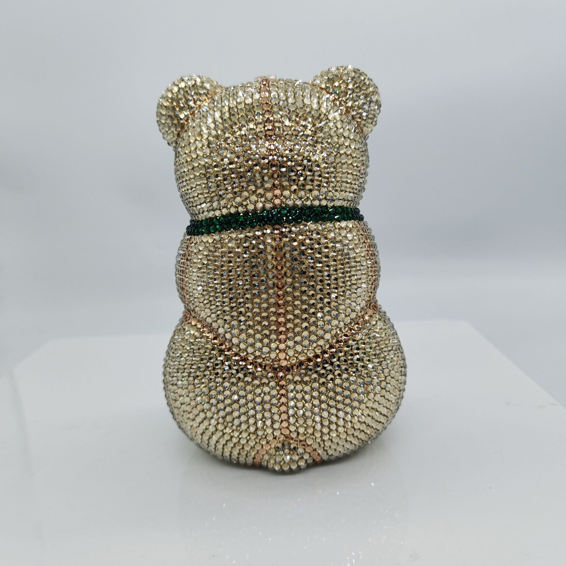 Nuevo fondo plano transfronterizo de diamante completo oso bolso de cena de diamante ligero bolso de diamante bolso de fiesta de animales
