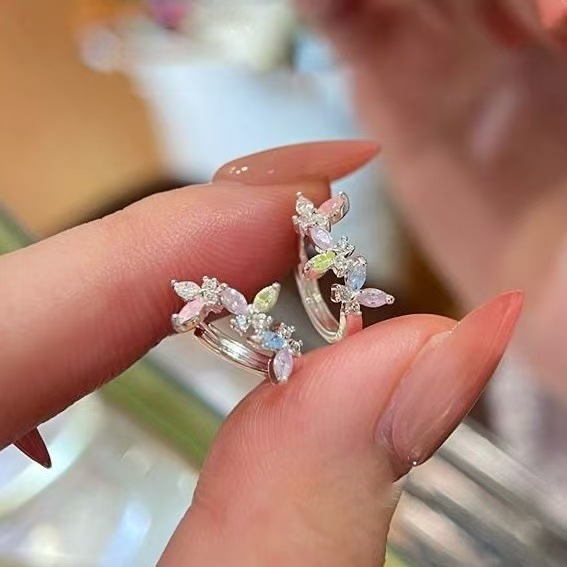 EH970 Colorful Stitched Zircon Butterfly Earrings
