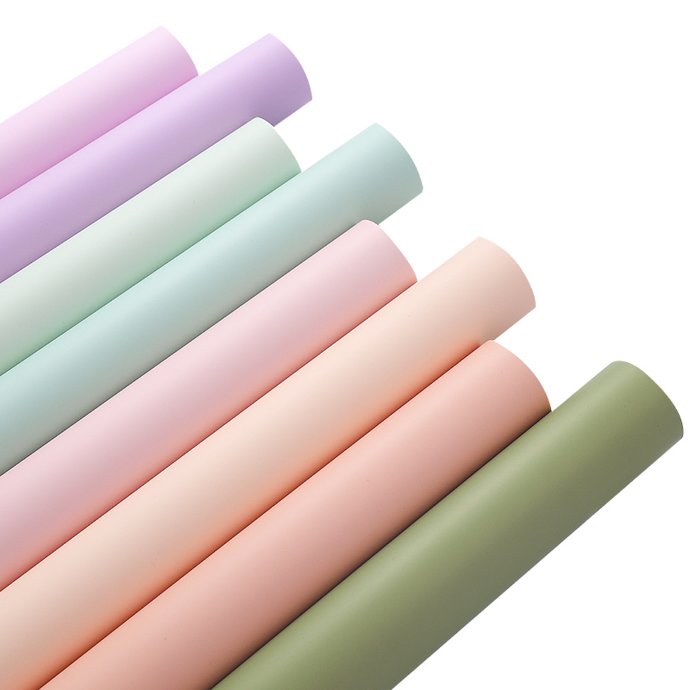 Nuevo paquete de ramo de flores 8.5 seda elegante viento de niebla matte papel de embalaje impermeable espesado papel de color sólido florista