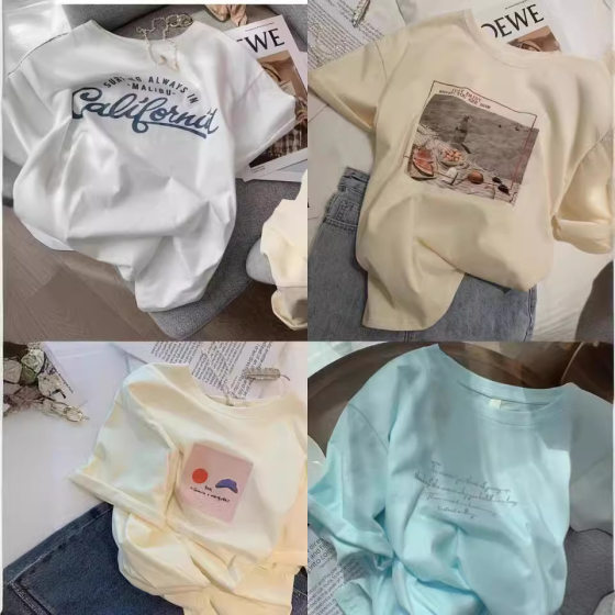 Summer new round neck pullover short sleeve T-shirt top women's clothing wholesale heavy industry nail drill embroidery long loose fashion brand