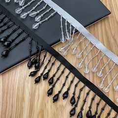 Factory direct sale handmade beaded tube pendant waterdrop tassel lace edge clothing evening gown wedding decoration DIY accessories