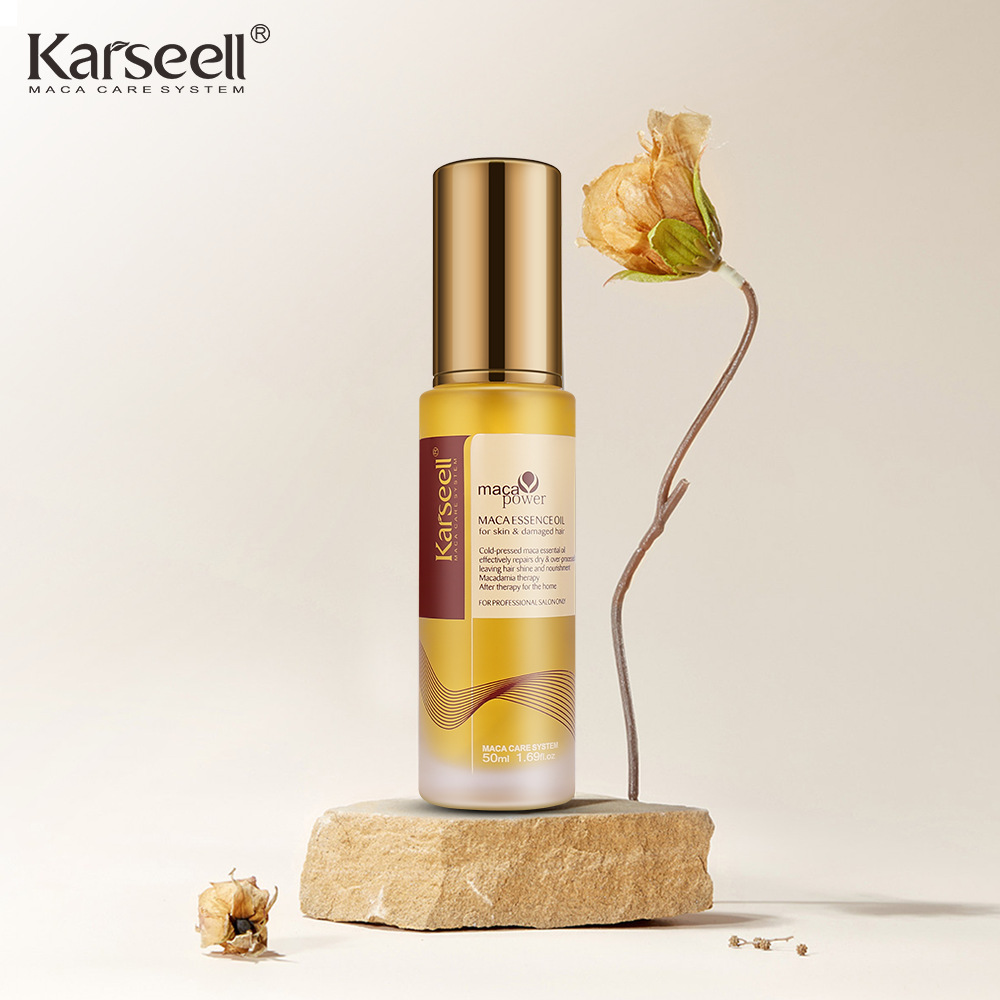 Karseell Aceite esencial para el cuidado del cabello marroquí original Hidratante Aceite para el cabello con frizz seco Suaviza la cola del cabello Aceite esencial para el cuidado del cabello Maca