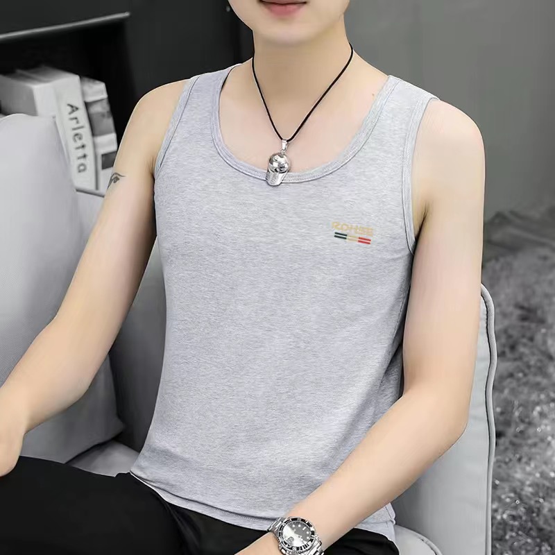 Men's Vest New Fashion Turtleneck Slim Round Neck Slim Vest Sports Undershirt Trendy All-match Vest for Men