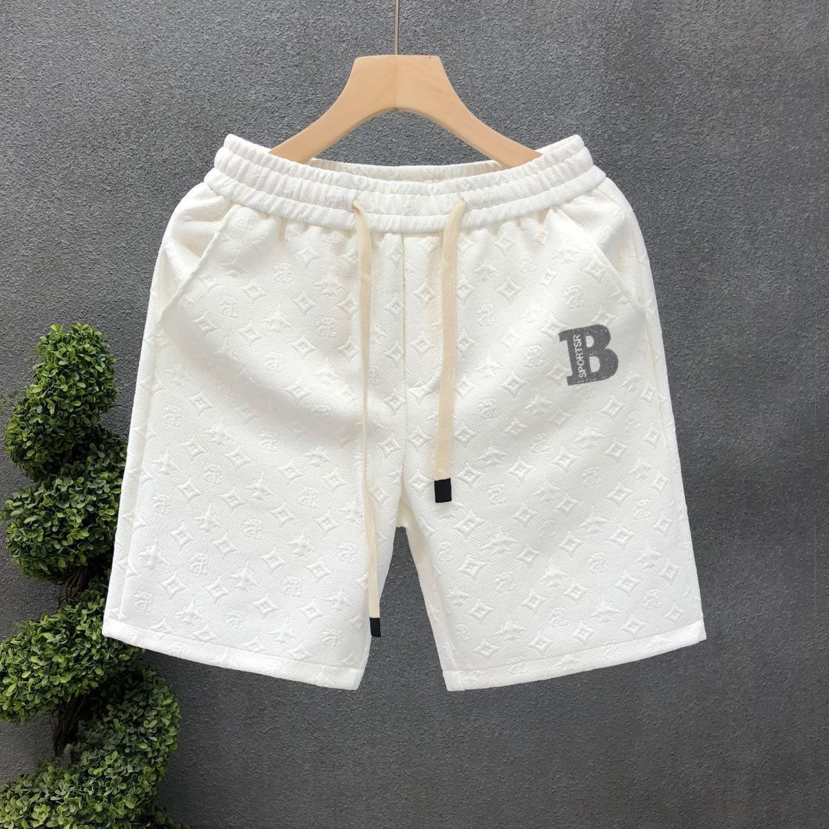 Men's High-End Summer Casual Shorts Trendy Brand Affordable Luxury For Beach Sports And Running Mid Waist Loose Fit Drawstring_viptrois.com