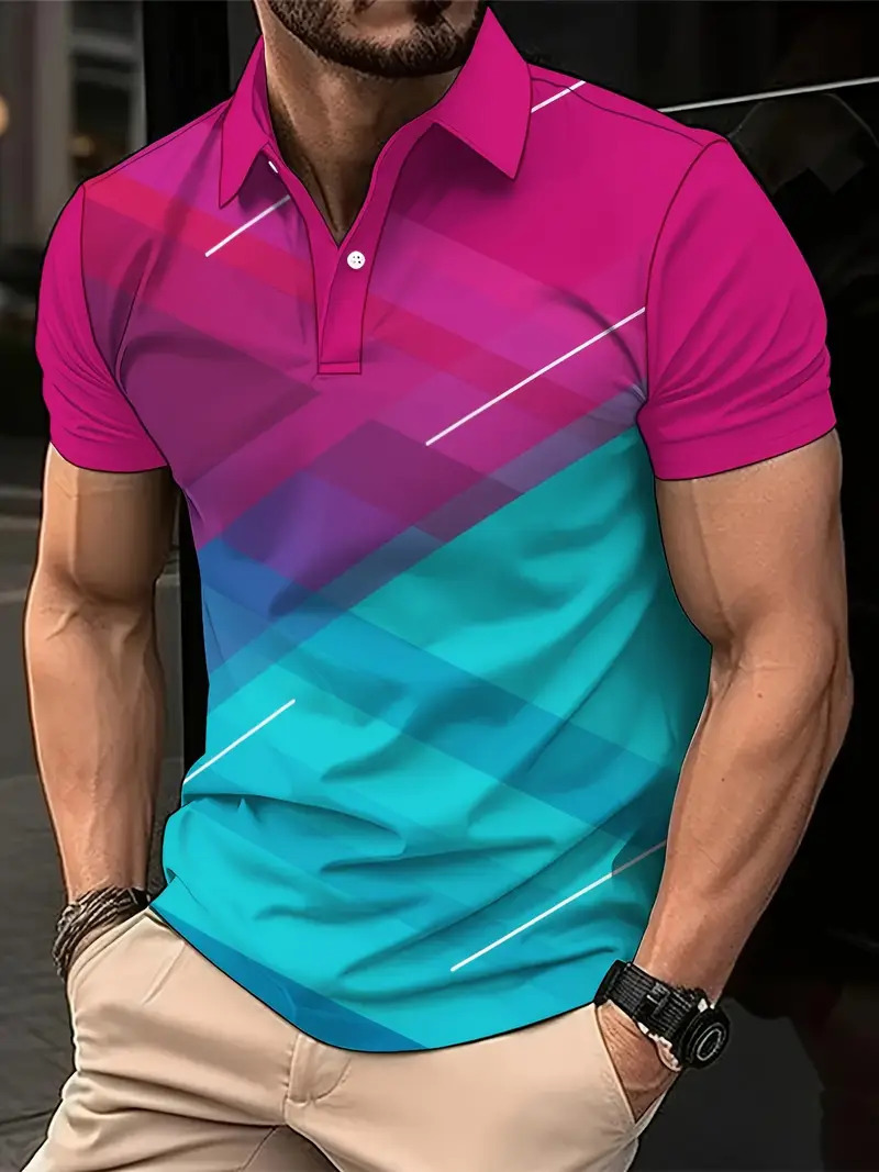 Comercio electrónico transfronterizo comercio exterior nuevos productos tops para hombres gráficos geométricos impresión 3D casual solapa camisa POLO MB13