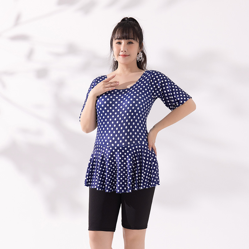 Traje de baño de una pieza para damas de mediana edad, tamaño extra grande, traje de baño de primavera caliente de adelgazamiento conservador de niña gordita