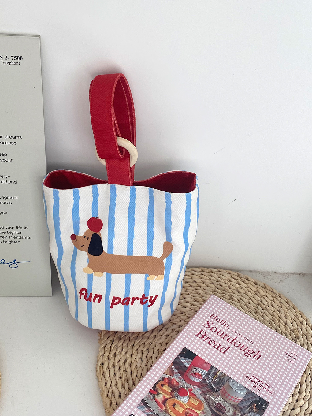 Cartoon cute cubo bolso de color contraste bolso de mano bolso de almuerzo de trabajo bolso portátil de mamá bolso de mano bolso de lona mujer