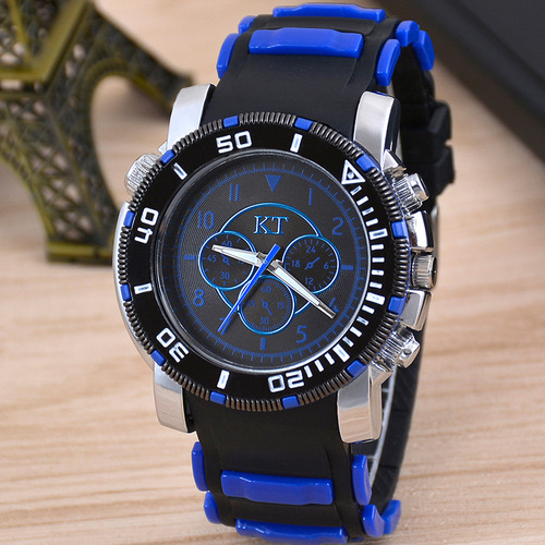 Cross-border best-selling six-hole sports men's watch, fashionable trend silicone quartz watch, wholesale men's watch