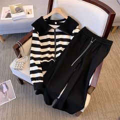 大码女秋冬穿搭配一整套时尚洋气休闲微胖mm显瘦遮肉卫衣两件套装