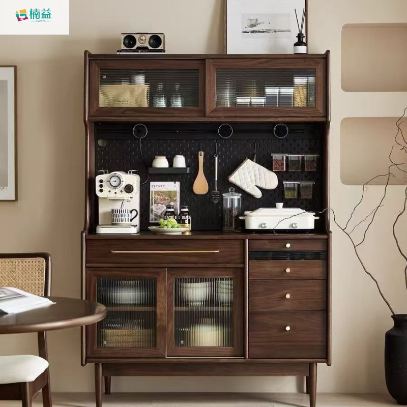 Nanyi Solid Wood Sideboard Tea Cabinet Simple Modern Restaurant Cabinet Storage Wall Storage Wine Cabinet Integrated High Cabinet