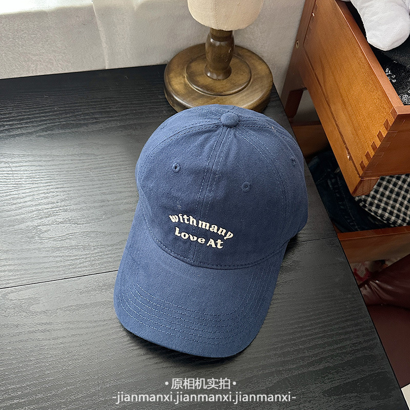 韩版百搭小字母刺绣棒球帽男早秋季简约软顶宽檐显脸小鸭舌帽子女|undefined