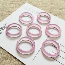 巴西粉玛瑙戒指戒圈手持跑环玉石粉玉髓指环对戒玉器直播福利货源