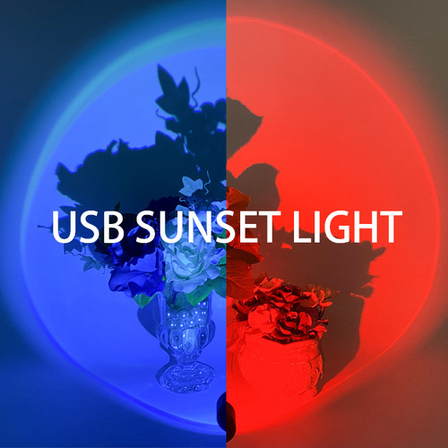 Sunset Sunset Lamp Internet Celebrity Bedside Photography The Sun Never Sets USB Live Broadcast Background Sunset Projection Atmosphere Lamp Floor Lamp