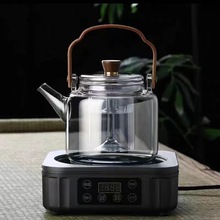 胡桃木把提梁壶家用高硼硅玻璃煮茶壶提梁壶电陶炉加热围炉煮茶