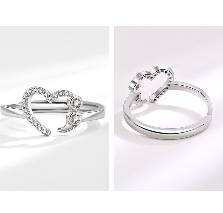 Simple Style Heart Shape Copper Inlay Zircon Rings 1 Piece