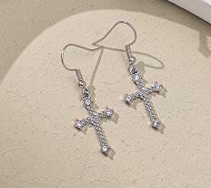 1 Set Fashion Cross Alloy Inlay Artificial Diamond Womenu0027S Earrings Necklace