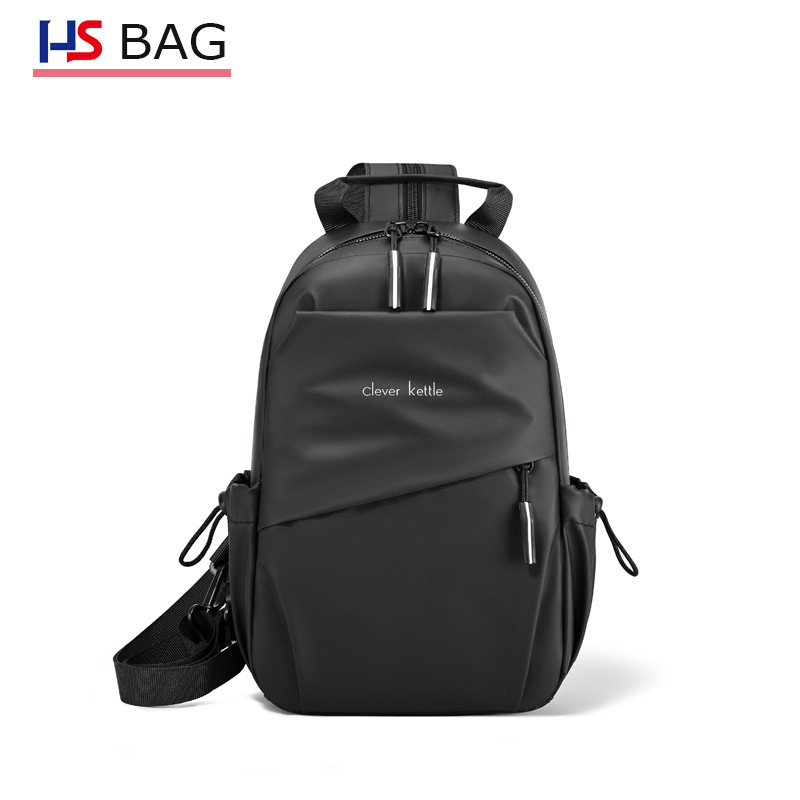 Women's chest bag, water-resistant, with a leather-like coating, casual crossbody bag, multi-functional chest pack, shoulder bag, trendy brand
