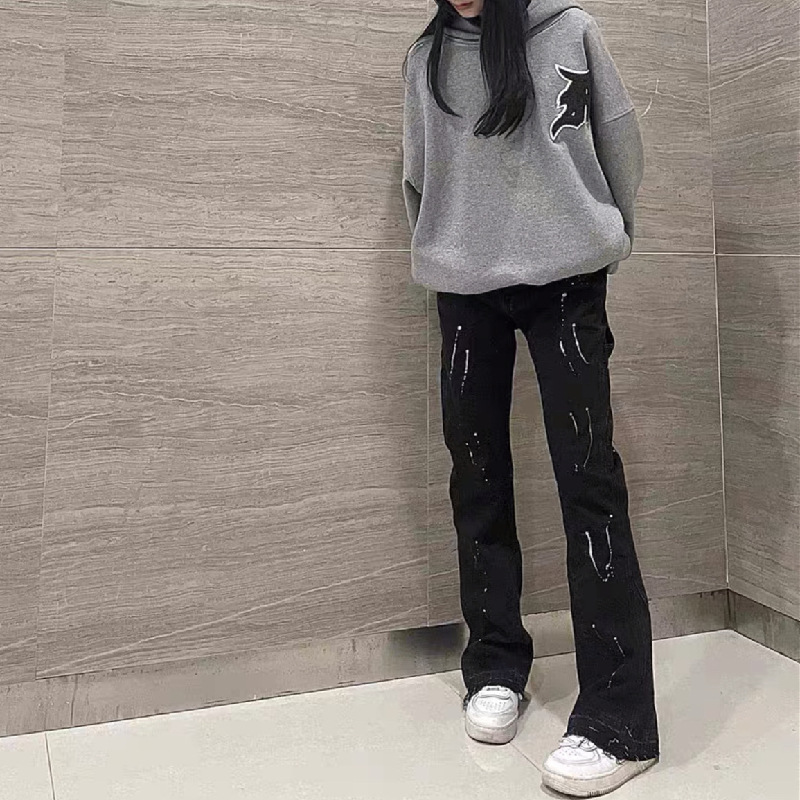 2023 nuevo graffiti salpicaduras de tinta daño Dept casual retro nicho Vibo calle hombres y mujeres cuerno pantalones mezclilla