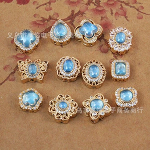 14K Micro Zircon Sea Blue Jewelry Beaded Handmade Bracelet Beaded DIY Material Bracelet Necklace Earrings Jewelry