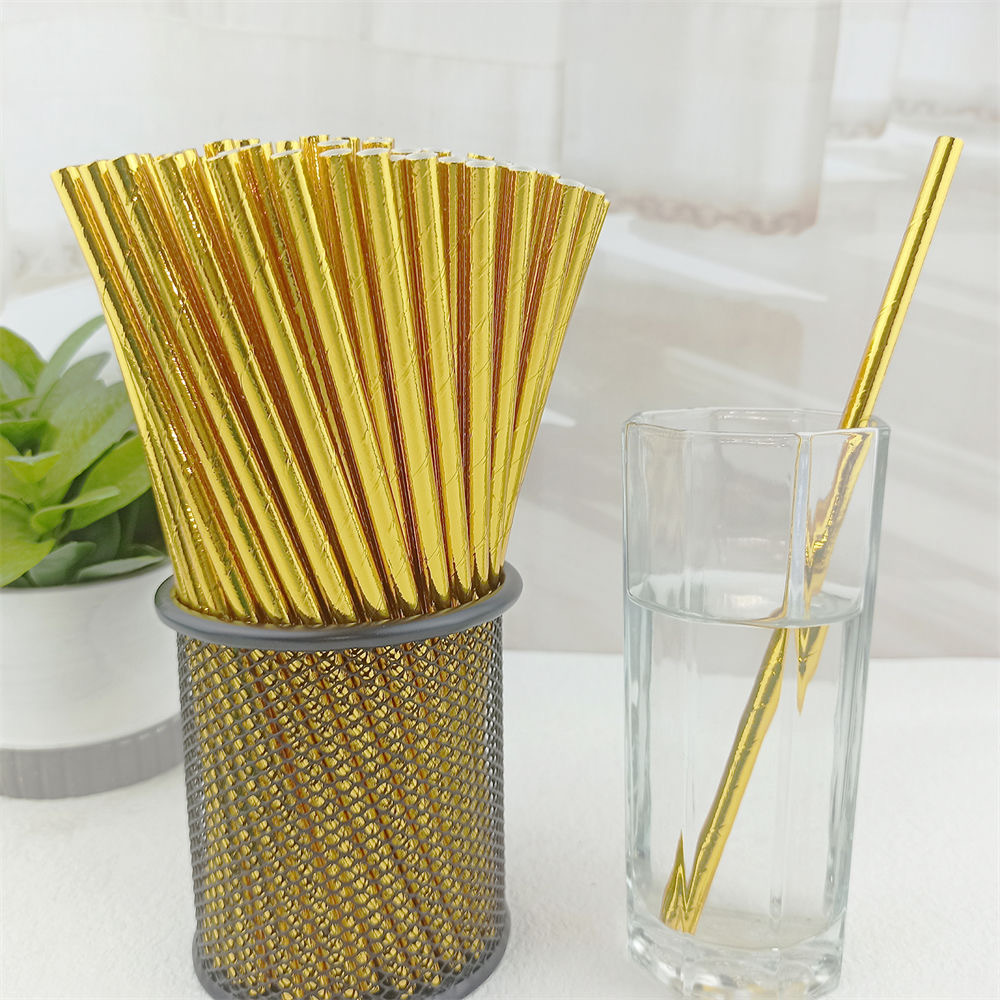 Un gran número de en stock paja de papel desechable al por mayor paja de papel degradable bronceado paja a rayas transfronteriza Amazon