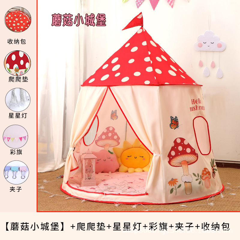 Tienda de campaña para niños en interiores niñas juegos de princesa casa de hongos hogar mochila de seguridad casa de juguetes para bebés